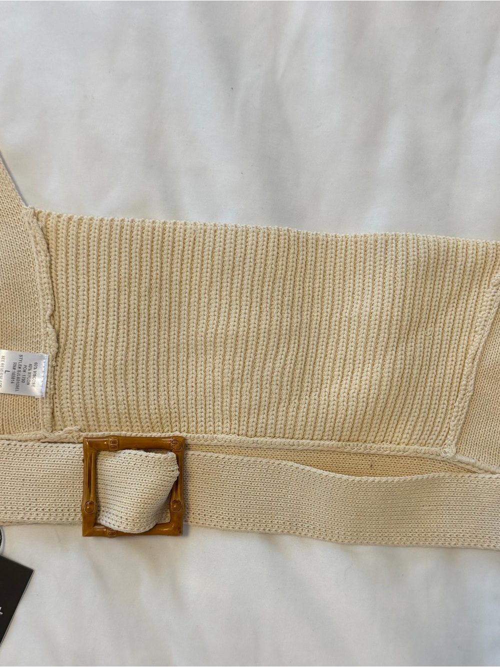 JLUXLABEL Cream Ribbed Maxi Skirt with Statement Belt - Picture 6 of 7